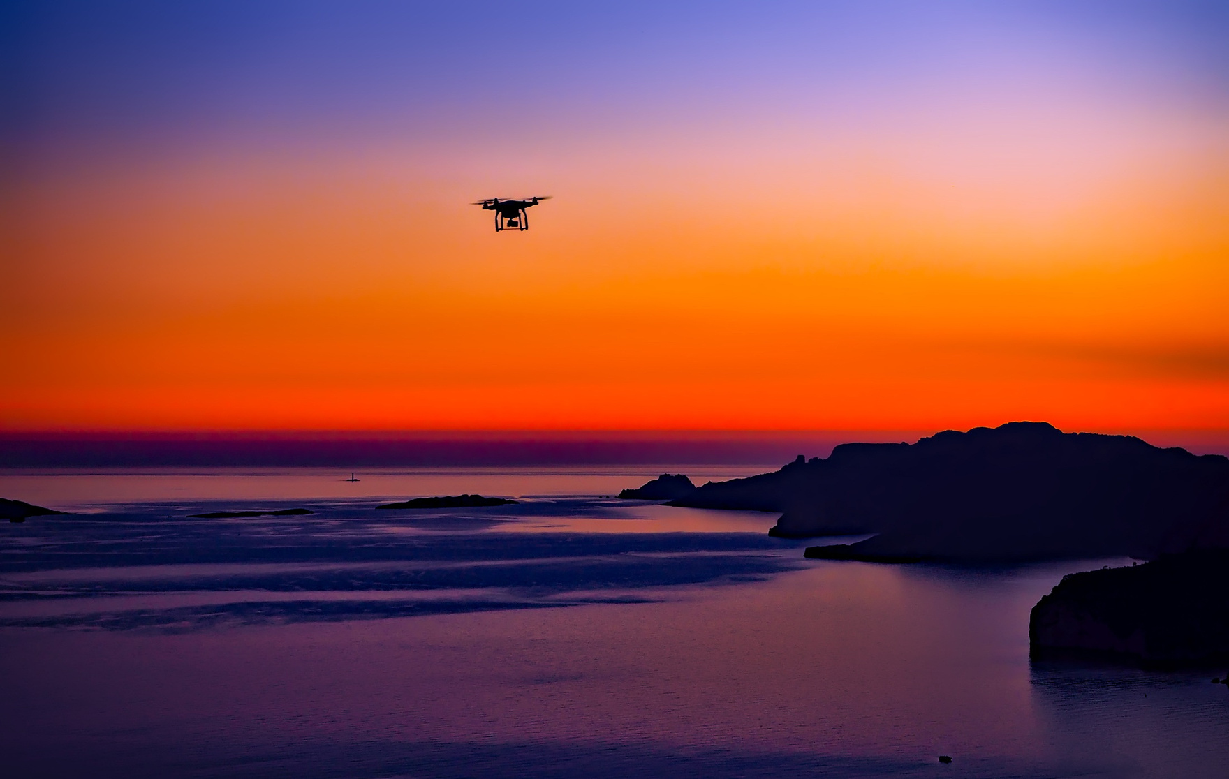 Sunset View of the Beach with Drone